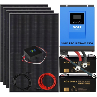 Zestaw Solarny 3000w Panel 440W x4 Solar Inwerter Przetwornica 24v 230v Off Grid  AGM 200Ah Akumulator